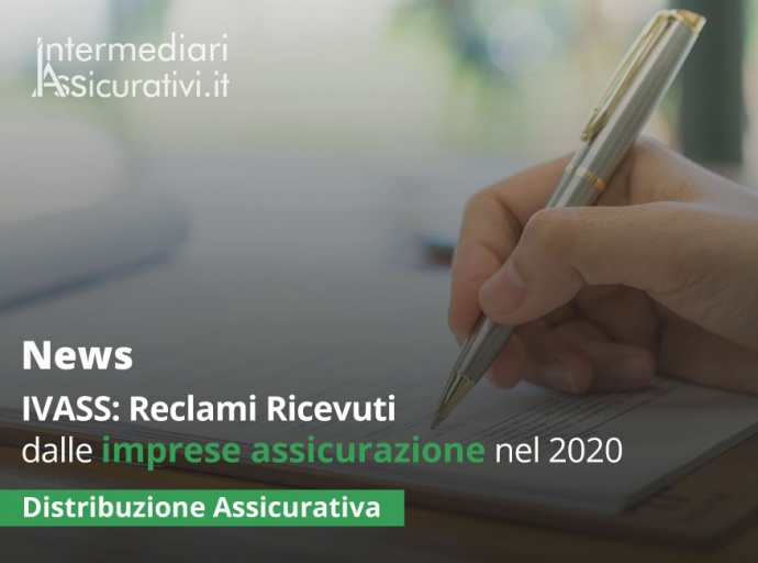 IVASS: Reclami Ricevuti dalle imprese assicurazione nel 2020